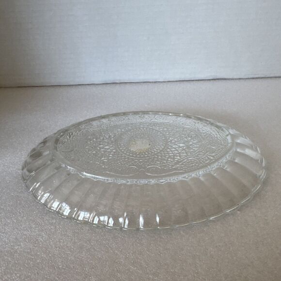CRYSTAL CLEAR CRYSTAL GLASSWARE MADE IN TURKIYE TRELLIS 8.5" OVAL PLATTER - Picture 3 of 7